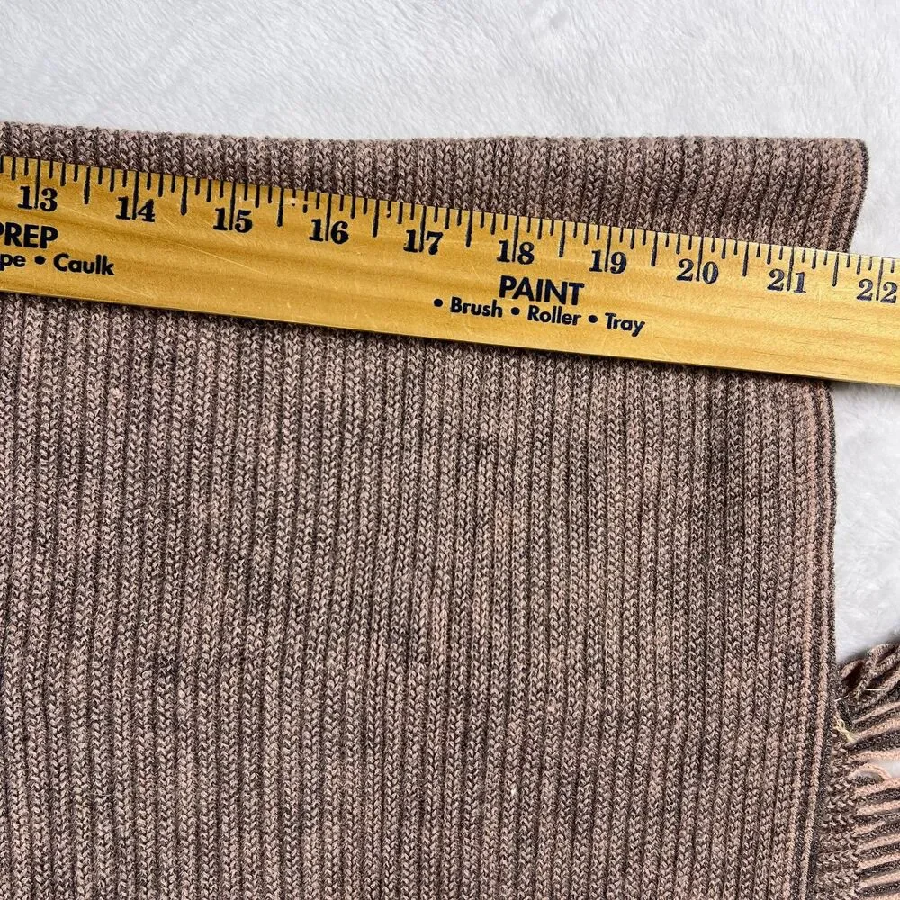 Cejon OSFM C1432 Knit Poncho Shawl Fringe Hem Pink Neutral Boho Cottagecore